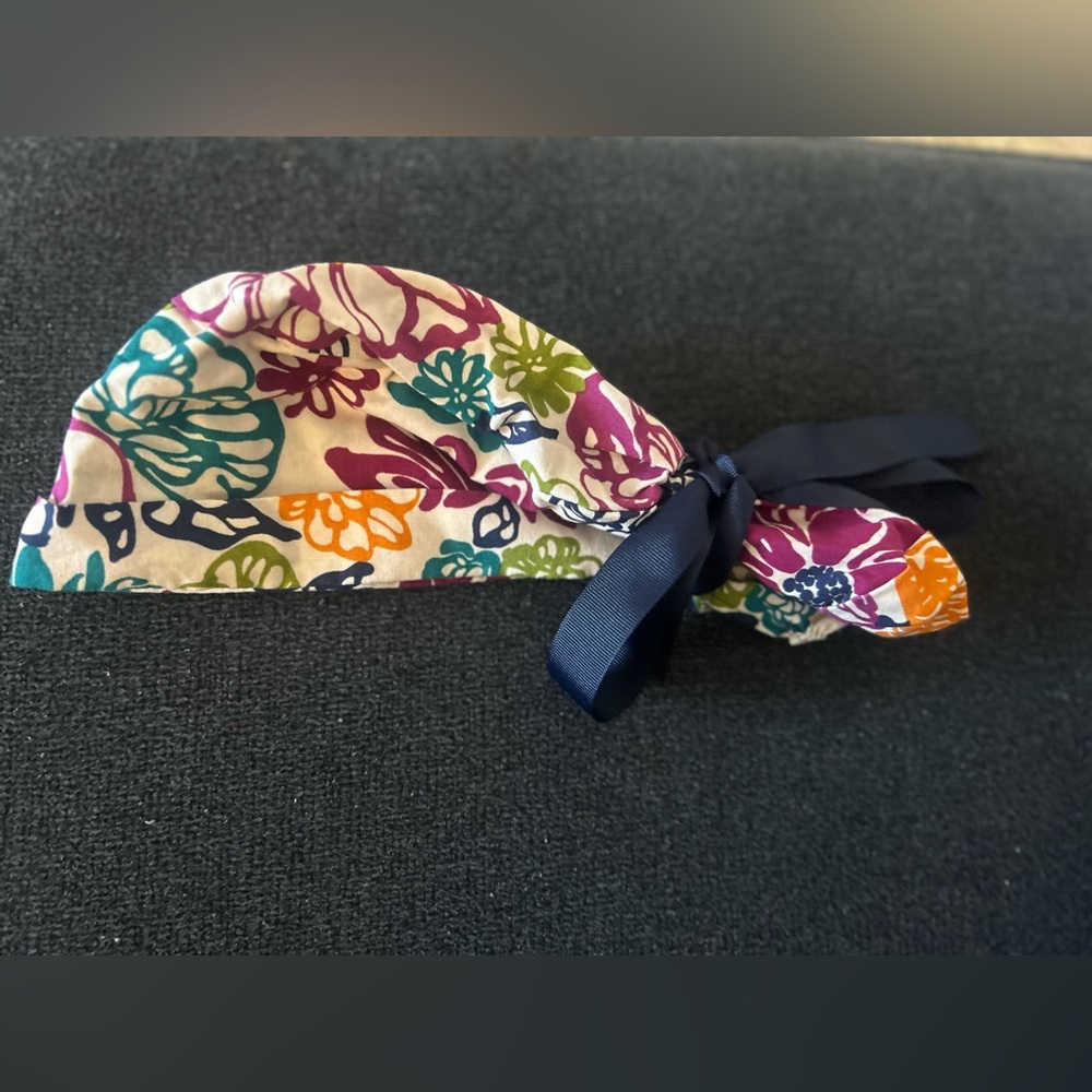 Colorful Floral Ponytail Scrub Hat